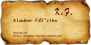 Klauber Füzike névjegykártya